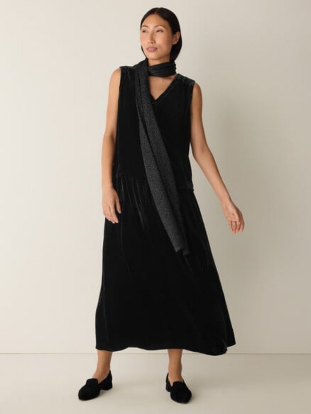 EILEEN FISHER Velvet Flare Maxi Skirt Black S MSRP $288 NWT